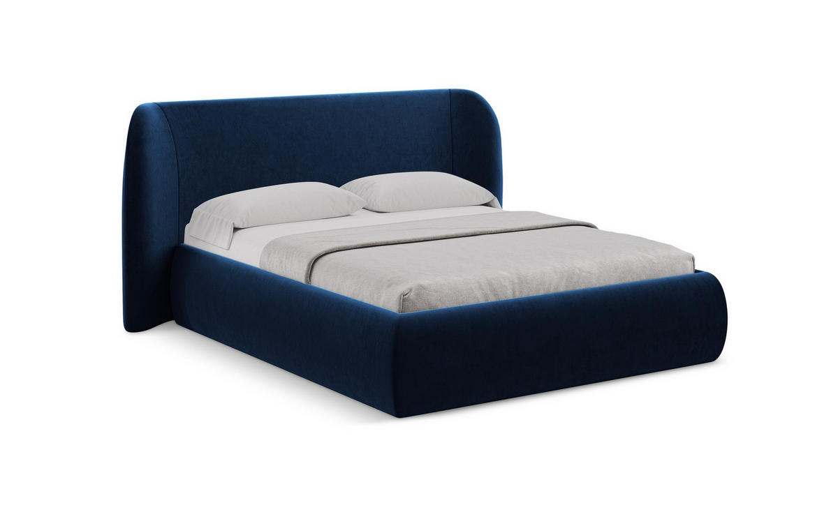 POLSTERBETT mit Bettkasten und Lattenrost 190x215 Blau - Blau/Schwarz, Kunststoff/Textil (140/200cm) - Makamii