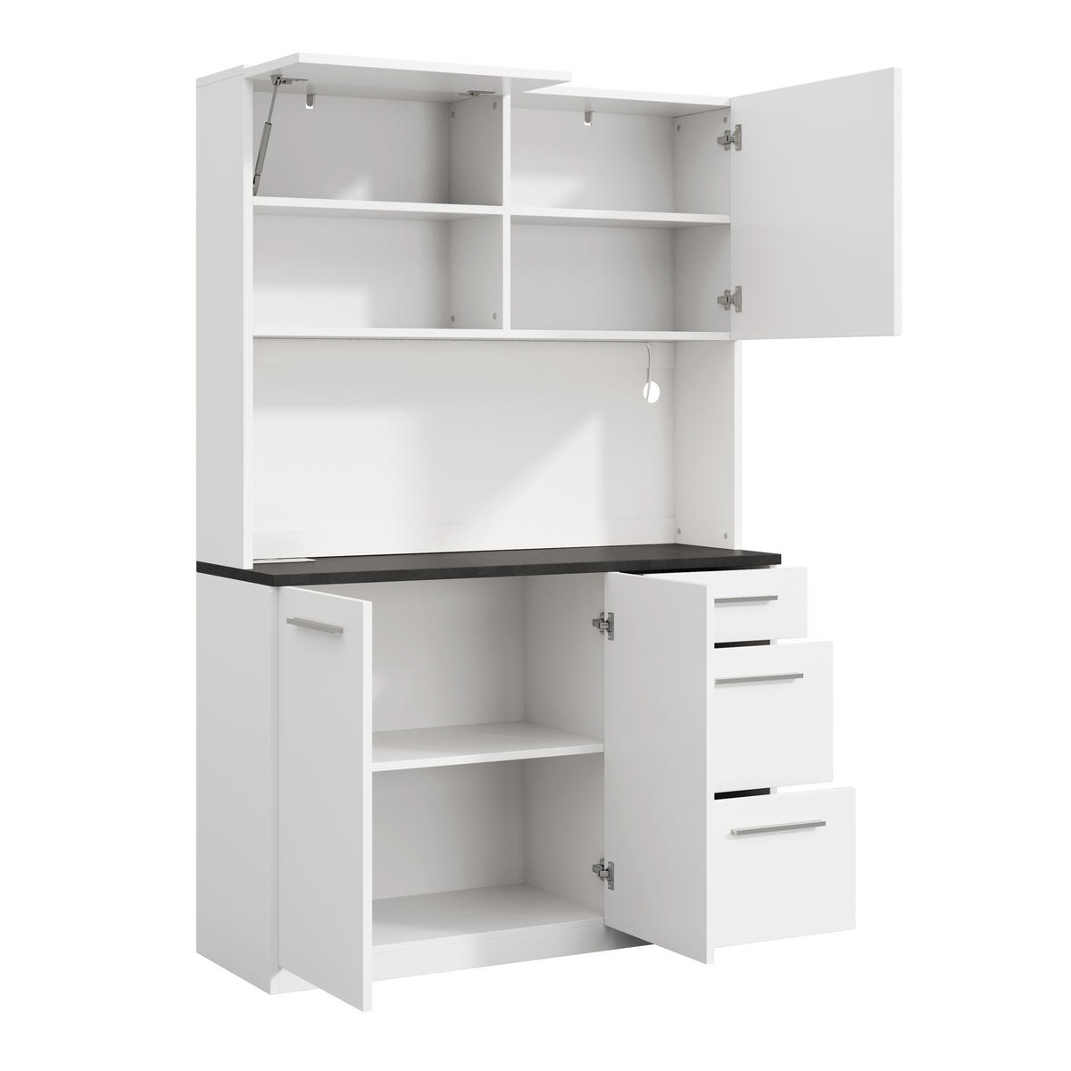 BUFFETSCHRANK 120x40x180cm LED Steckdose USB Weiß - Weiß, Holzwerkstoff (120/180/40cm) - FLIEKS