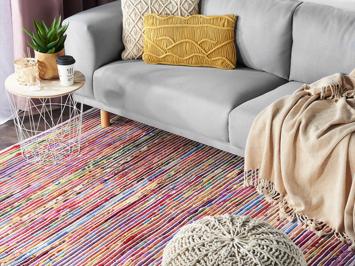 TEPPICH geflochten Bartin 200/140 cm - Multicolor, Kunststoff (140/200cm) - Beliani