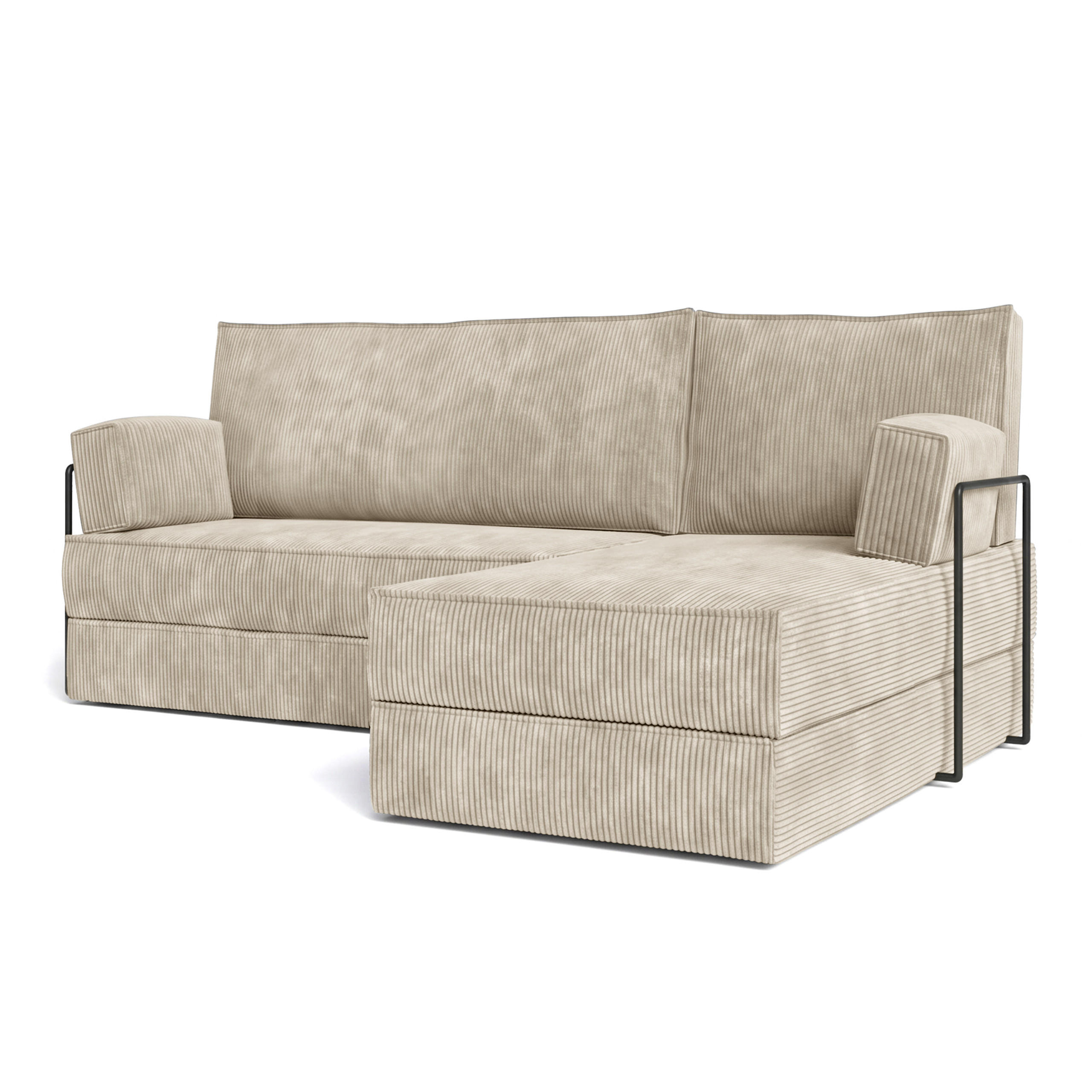 ROHOVÁ SEDAČKA NOTIA modulární Boneless pohovka s funkcí spaní, krémová POSO 100 - krémová, textil (200/120cm) - MASSENO
