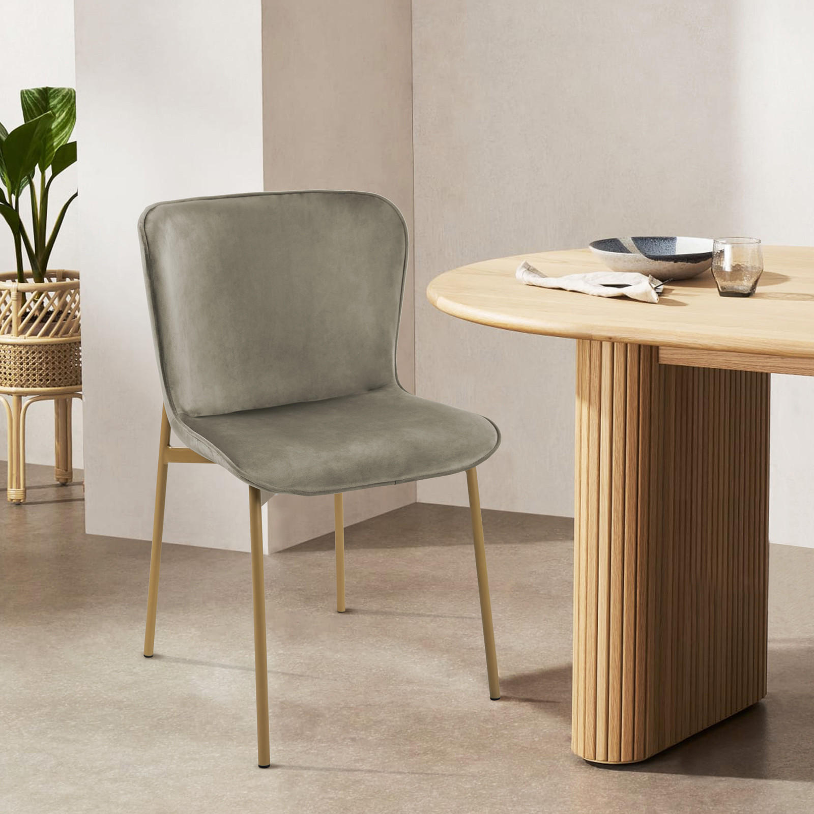 ESSZIMMERSTUHL MARY 2er Set - Taupe/Goldfarben, Textil/Metall (50/81/50cm) - SVITA