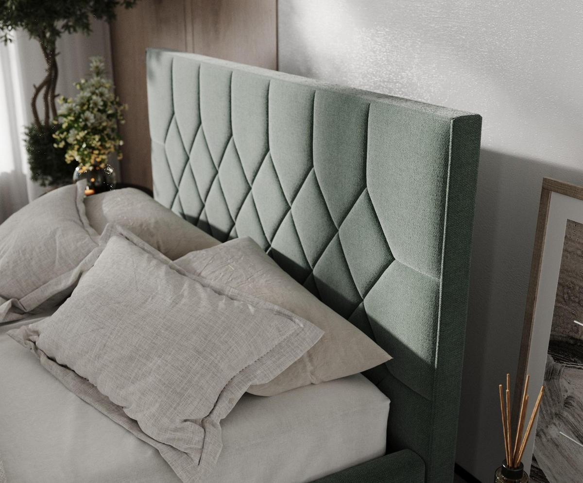 POLSTERBETT Brisa 140/200 cm Grün im Asti Stoff - Schwarz/Naturfarben, Holz/Holzwerkstoff (140/200cm) - AltaBeds