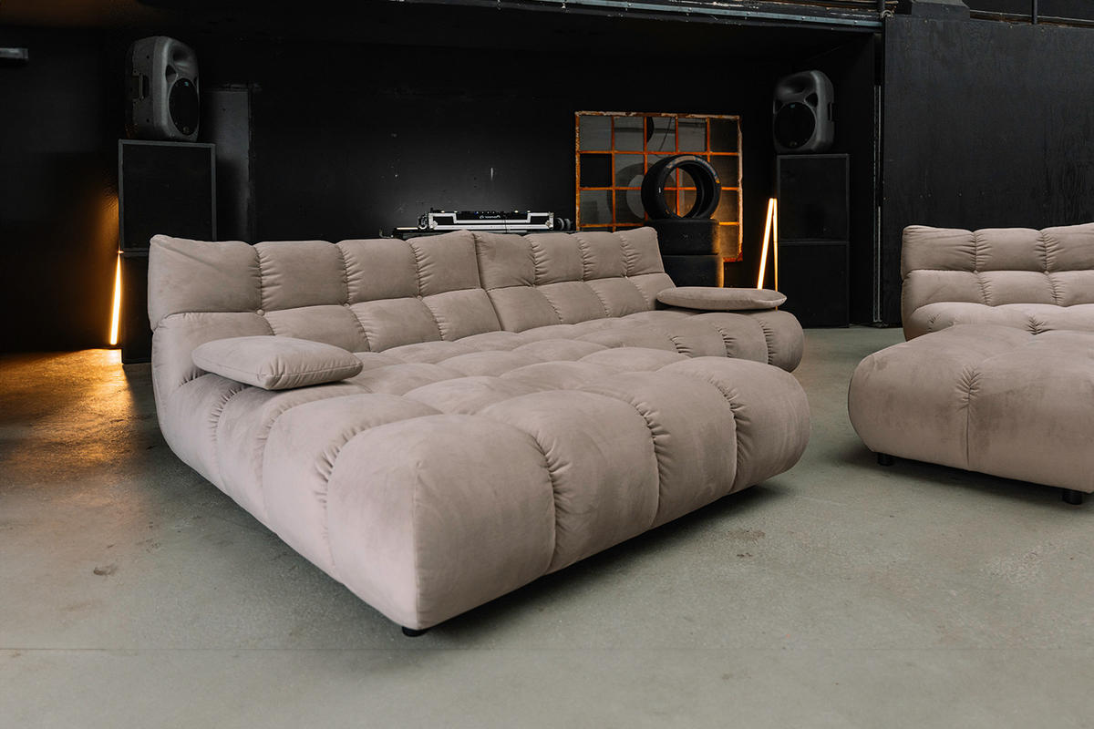 SITZGRUPPE VIVIEN 3ER SET Braun Velvet - Dunkelbraun/Braun, Kunststoff/Textil (510/85/359cm) - KAWOLA