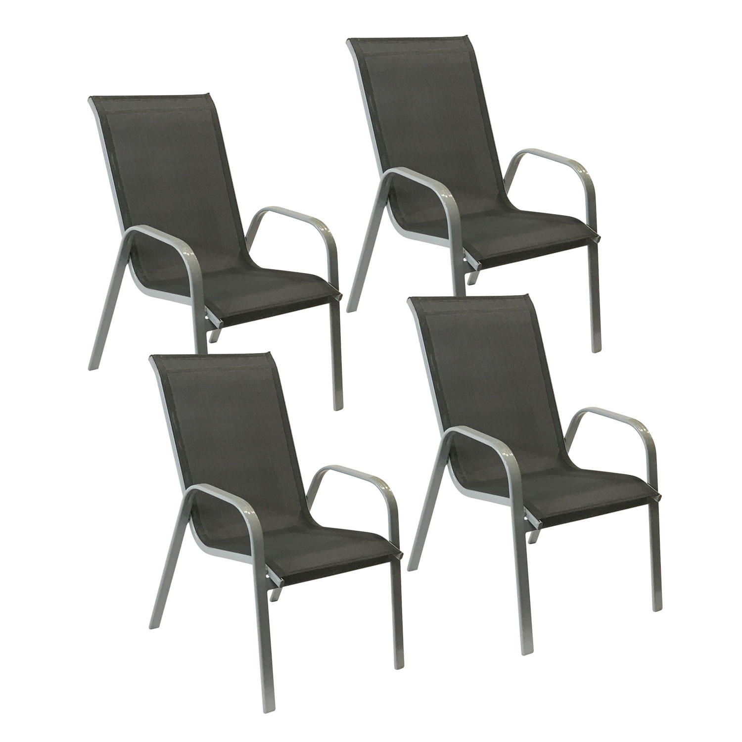 GARTENSTÜHLE Marbella Grau 4er-Set - Grau, Kunststoff (56.5/92.5/76cm) - Happy Garden