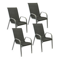 GARTENSTÜHLE Marbella Grau 4er-Set - Grau, Kunststoff (56.5/92.5/76cm) - Happy Garden