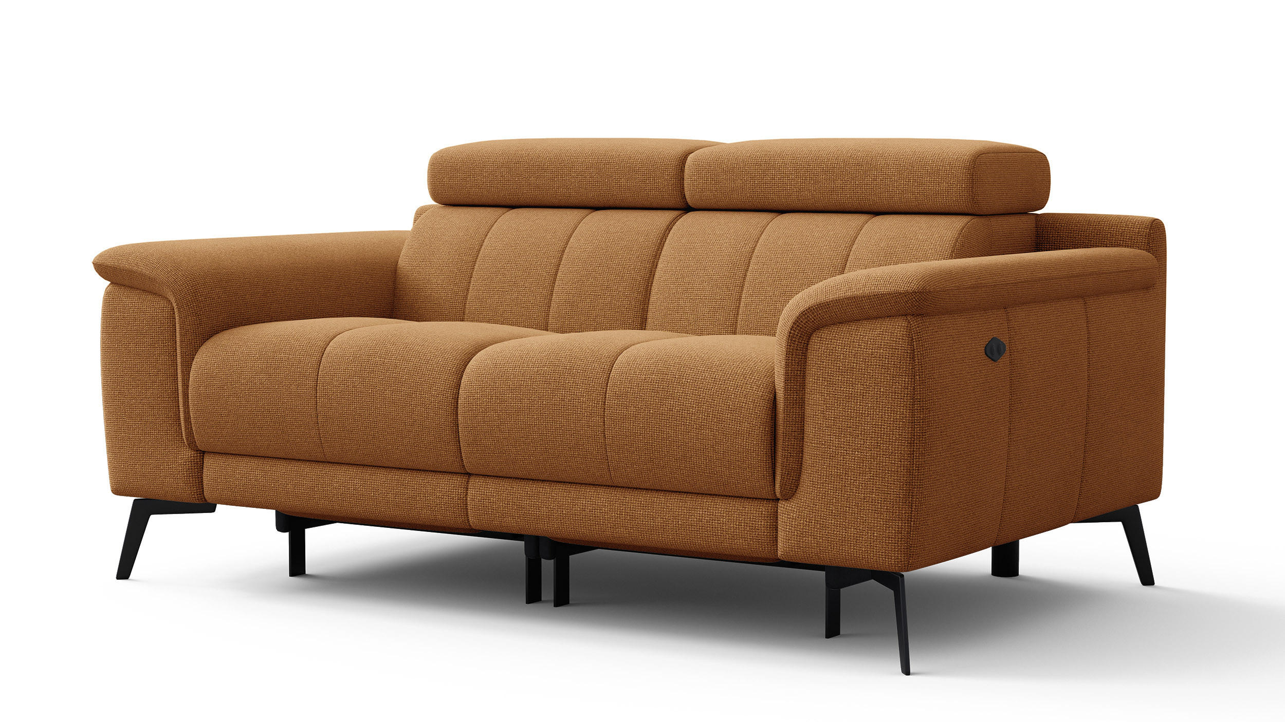 RELAXSOFA FIERO 2-Sitzer mit 2 Relaxfunktionen, orange - Schwarz/Orange, Holzwerkstoff/Textil (170/82/103cm) - Courtois Laville