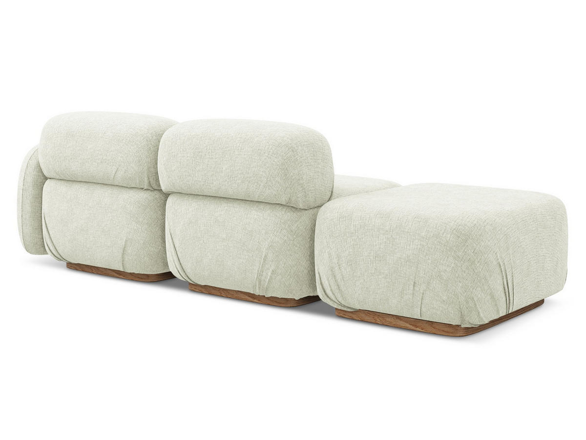 3-SITZER SOFA Links Chenille Stoff Weiß - Weiß/Braun, Holz/Textil (258/73/95cm) - Makamii