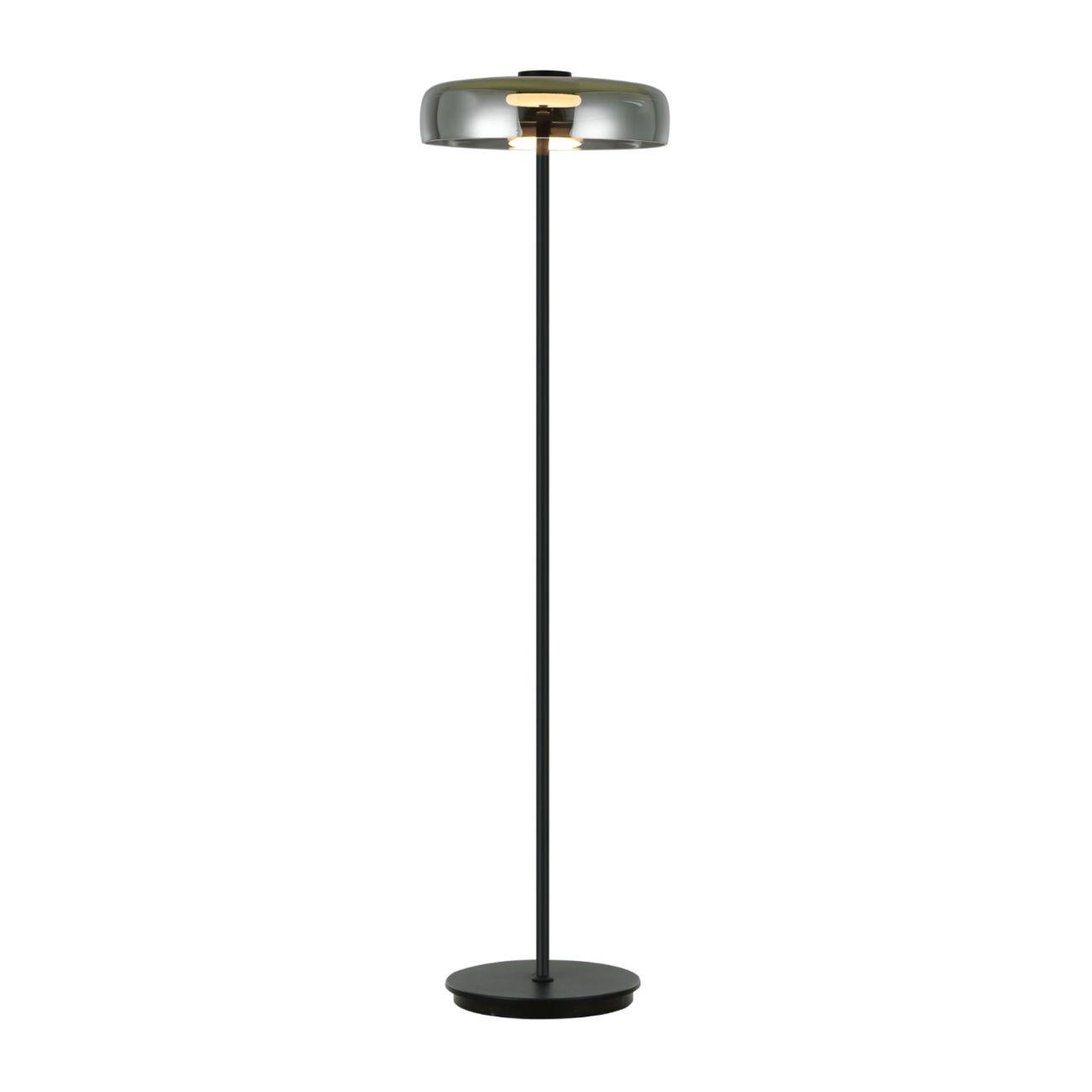 STEHLEUCHTE Riccardo, Schwarz und rauchgrau, 165cm - Schwarz, Glas (165/42/165cm) - KOSILUM