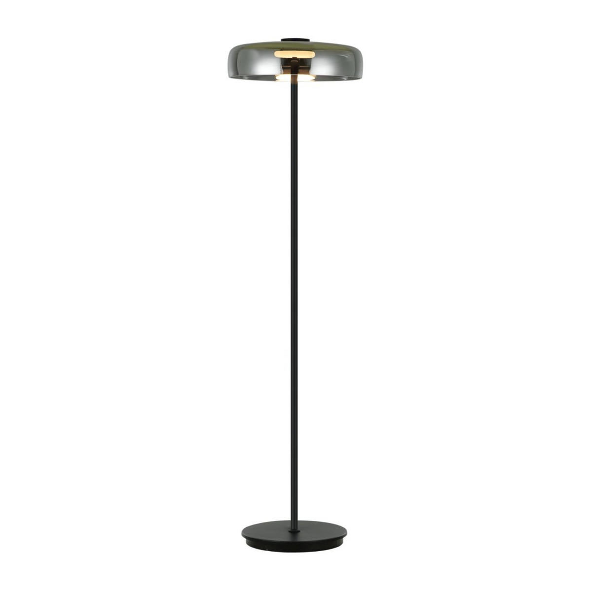 STEHLEUCHTE Riccardo, Schwarz und rauchgrau, 165cm - Schwarz, Glas (165/42/165cm) - KOSILUM