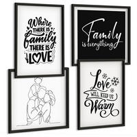BILDER SET 4er Set - 50x50 cm & 40x60 cm Schwarzer Rahmen - Familie, Liebe, Wärme, Zuhause - Schwarz, Kunststoff (50/50cm) - TULUP