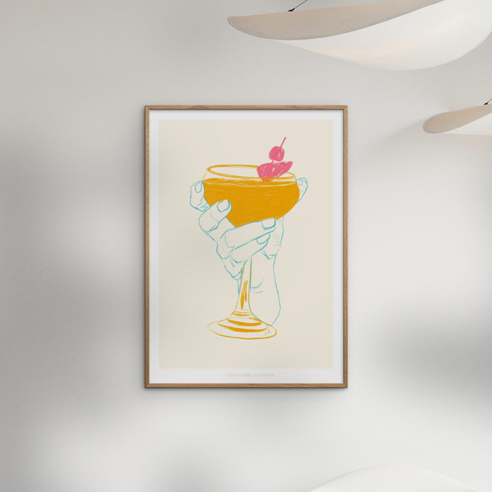 POSTER mit Rahmen Jenny Liz Rome - Cocktail 1 - Eichefarben/Orange, Holz/Papier (50/70cm) - Poster&Frame