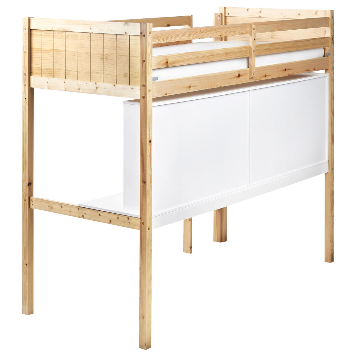HOCHBETT MIT SCHREIBTISCH 90x200 cm Heller Holzfarbton Foucamont - Hellbraun, Holz (90/200cm) - Beliani