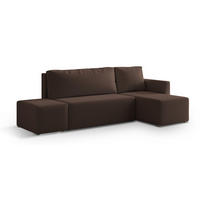 ECKSOFA VELOTTI R-S Braun Boucle-Stoff mit Schlaffunktion - Braun, Holz (261/143cm) - MASSENO
