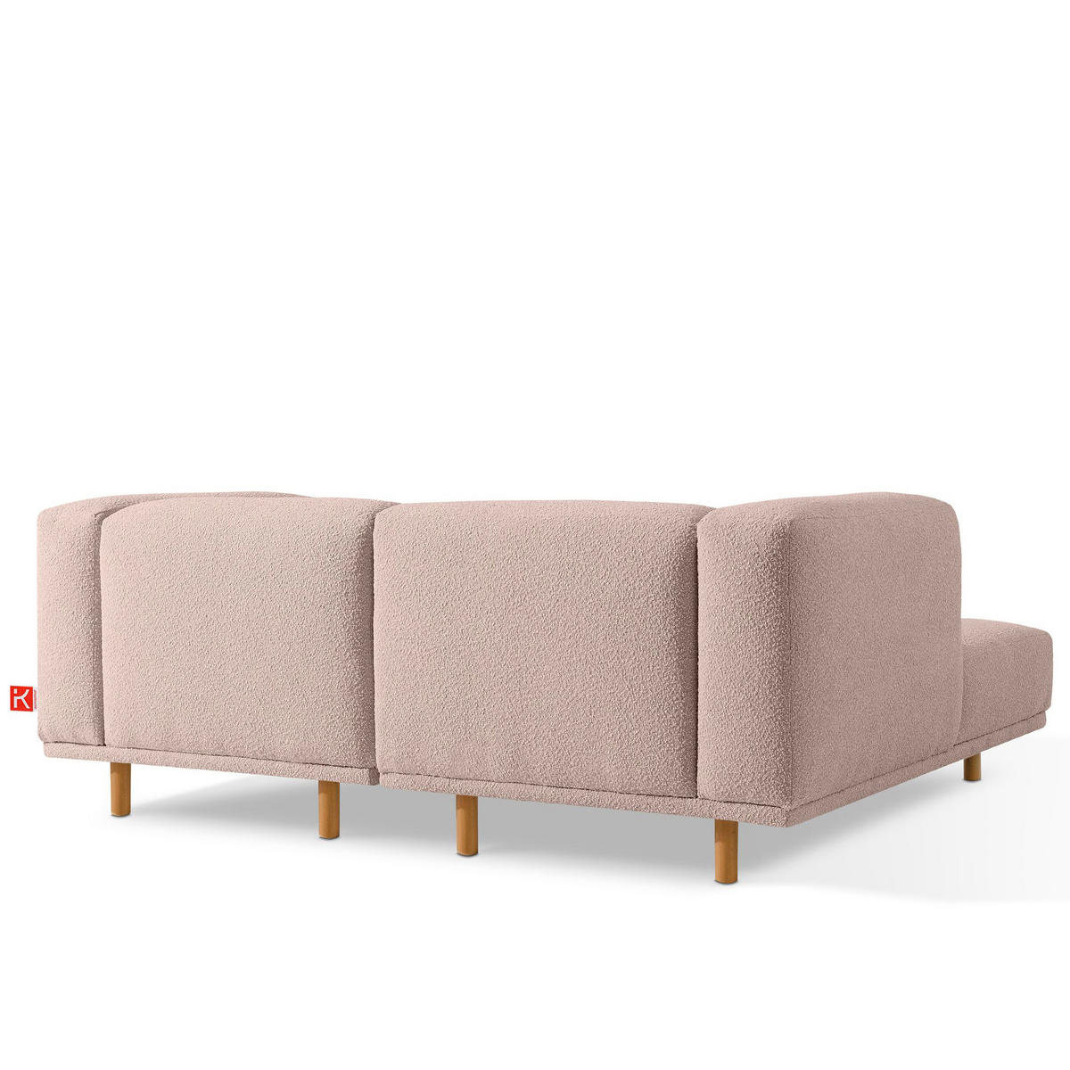 ECKSOFA-LINKS FOSERO, Bouclé - Pink/Buchefarben, Holz/Holzwerkstoff (204/155cm) - KONSIMO®
