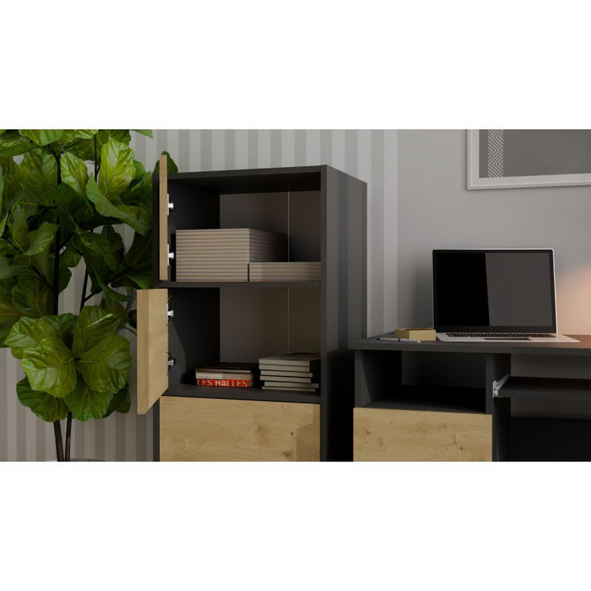 KOMMODE Anthrazit, Artisan 50/119/40 - Anthrazit, Holzwerkstoff (50/119/40cm) - RAUMHIRSCH FURNITURE