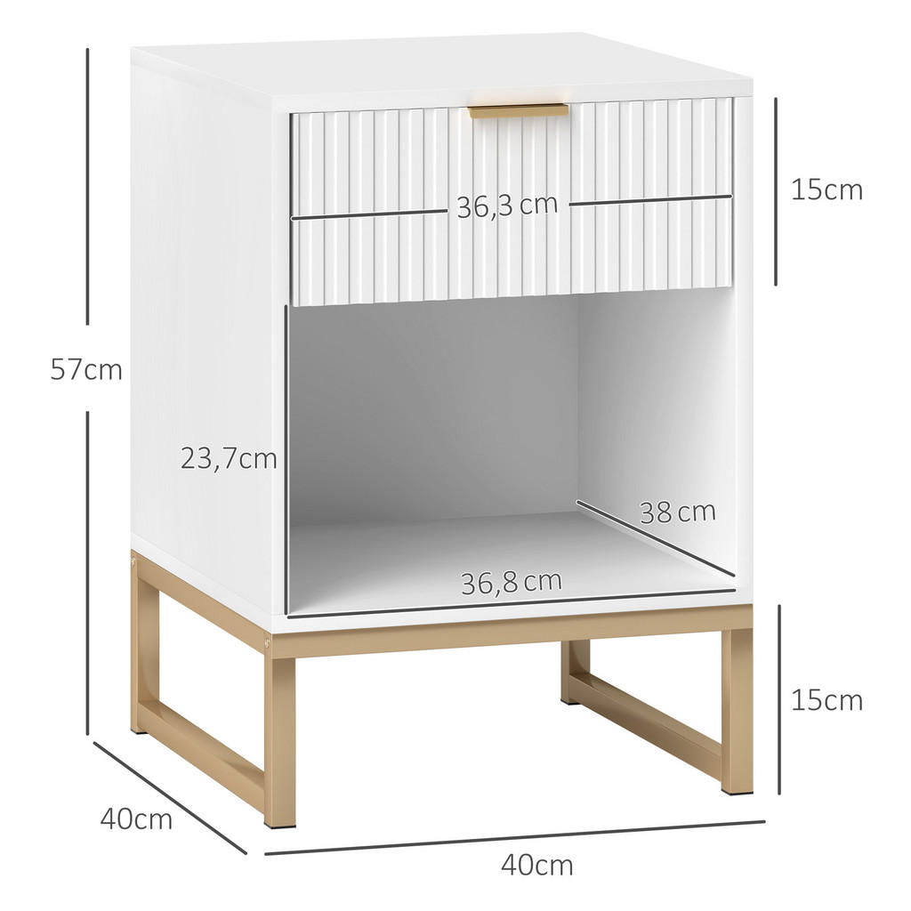 Thumbnail - Homcom Nachttisch, Weiß, Holzwerkstoff, 40x57x40 cm, Schlafzimmer, Nachttische