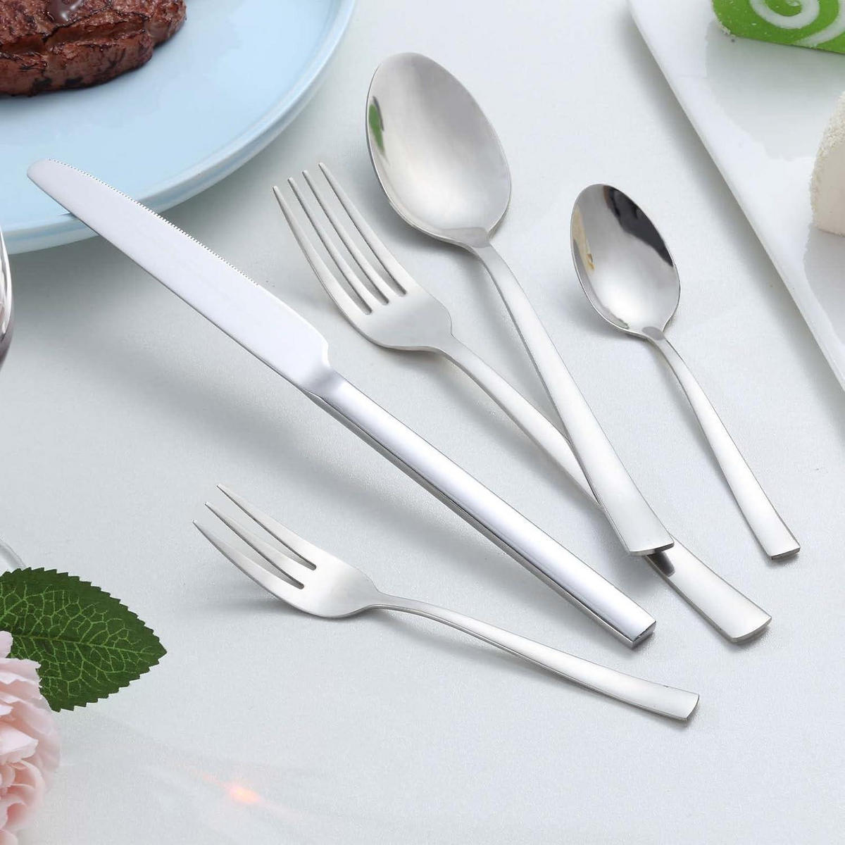 BESTECKSET 30-teilig Edelstahl Hochglanzpoliert Silber - Silberfarben, Metall