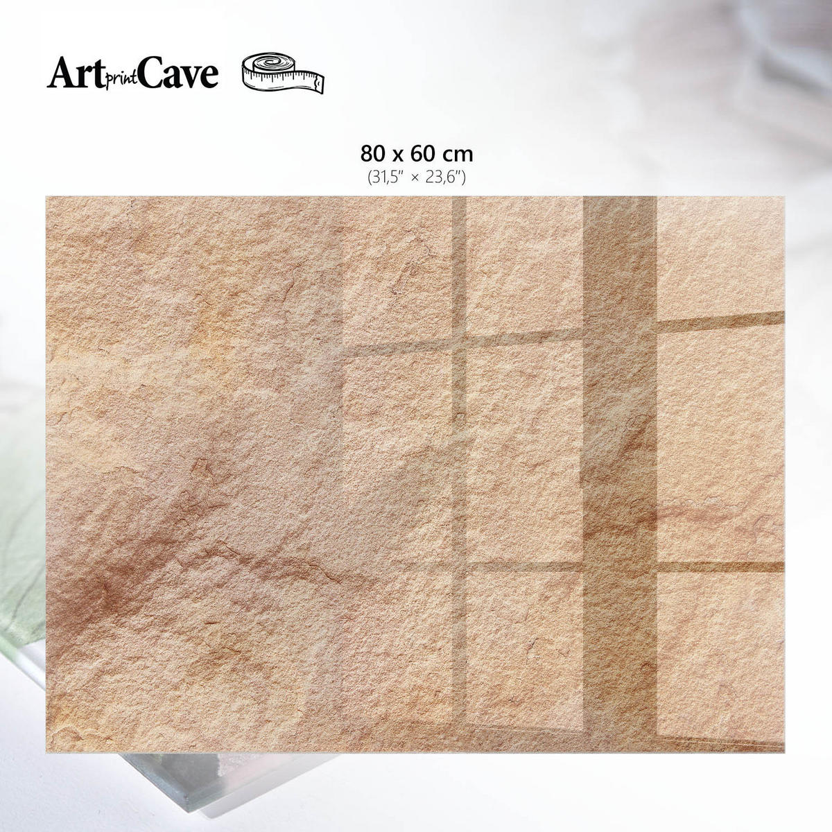 GLASPLATTE 80x60 cm – Steintextur - Braun, Glas (0.4/80/60cm) - ArtPrintCave