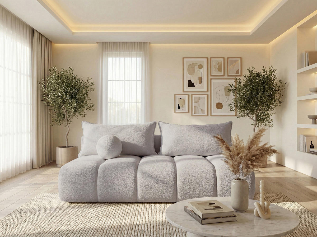 SCHLAFSOFA Milla mit Bettkasten, Sand Beige 205/97/103 cm - Beige, Textil/Metall (205/97/103cm) - WFL GROUP