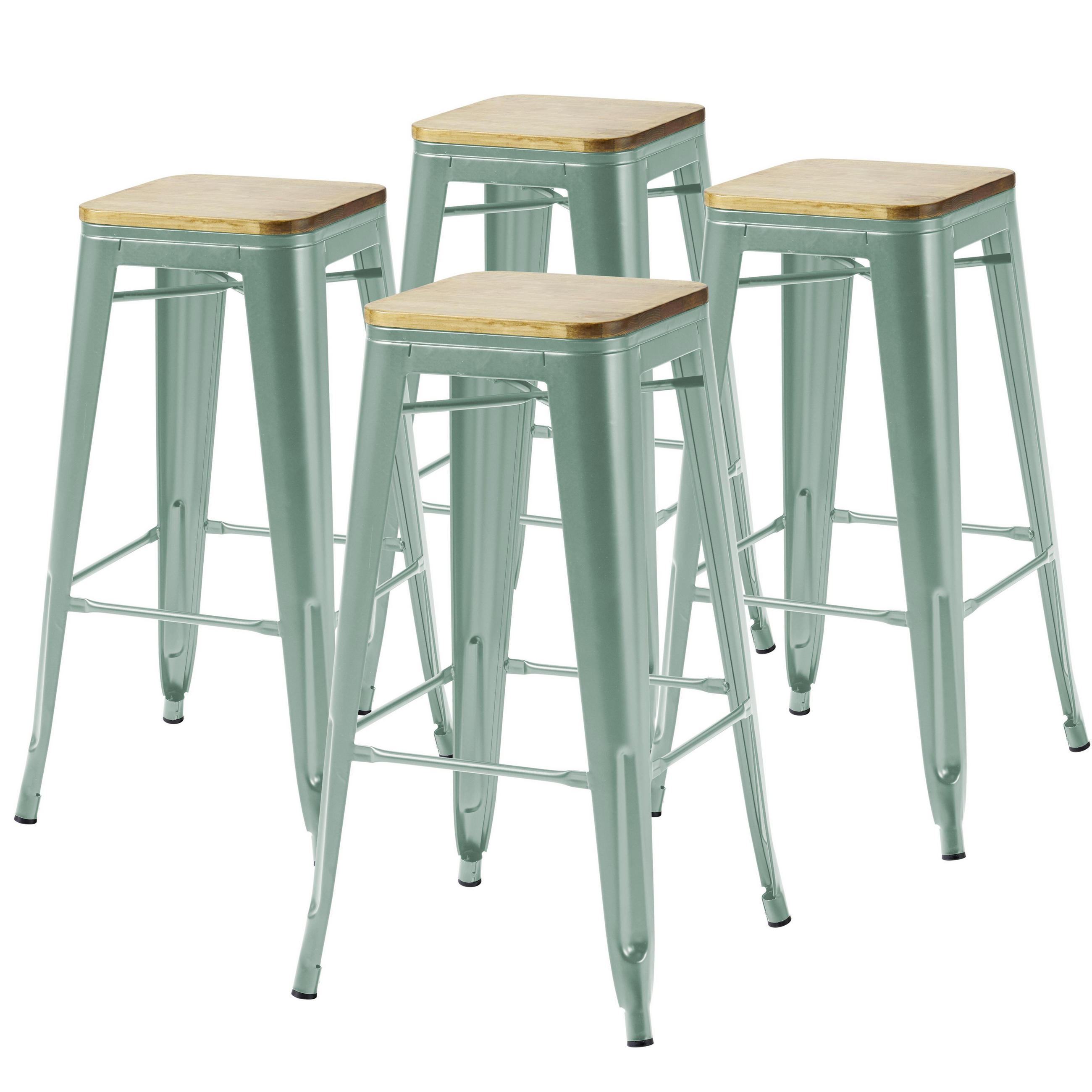 BARHOCKER 4-tlg., Grau - Grau, Metall (43/43cm) - Oviala