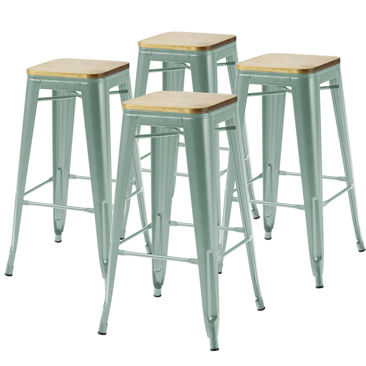 BARHOCKER 4-tlg., Grau - Grau, Metall (43/43cm) - Oviala