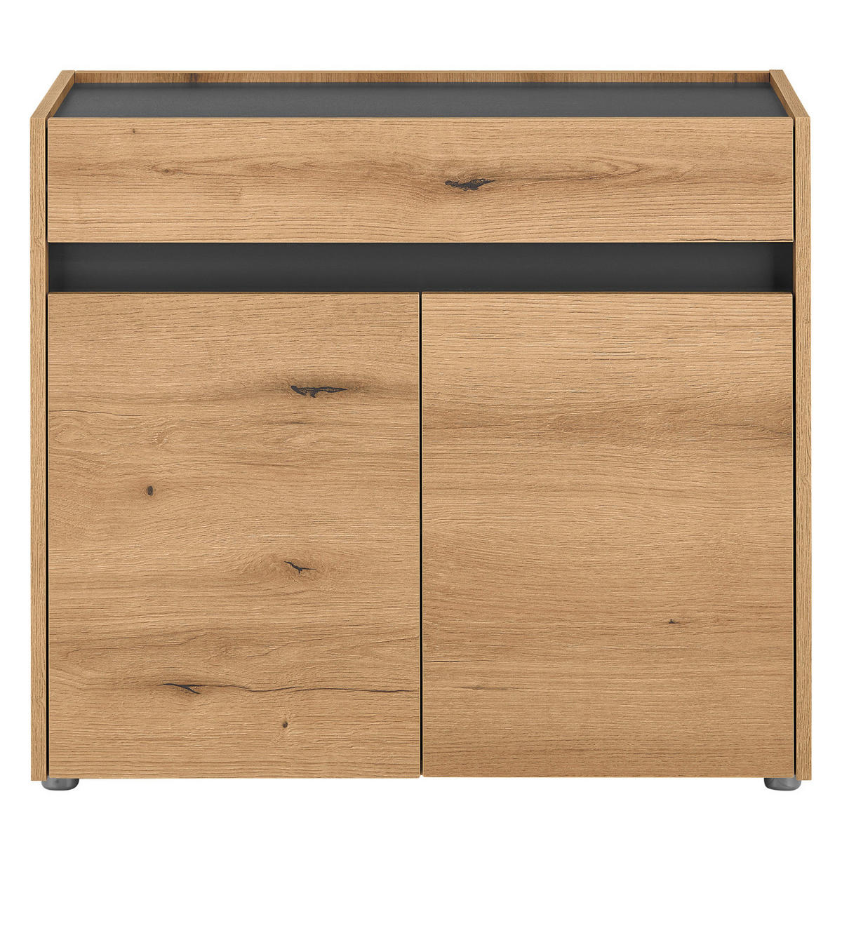 SCHUHSCHRANK Evoke Eiche, grau 80 x 70 cm, Flurkommode mit viel Stauraum - Eichefarben/Schwarz, Holzwerkstoff/Kunststoff (80/70/40cm) - Furn.Design