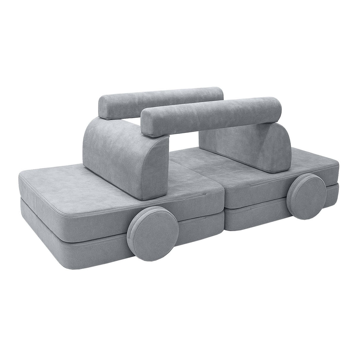 MODULARES Kindersofa aus Schaumstoff – weiches 4-in-1 Spielsofa für Kinderzimmer - Blau, Textil (160/50/76cm) - Bees & Blooms