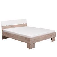 HOLZBETT Eiche 160/200 cm natur weiß - Grau, Holz - Homestyle4u