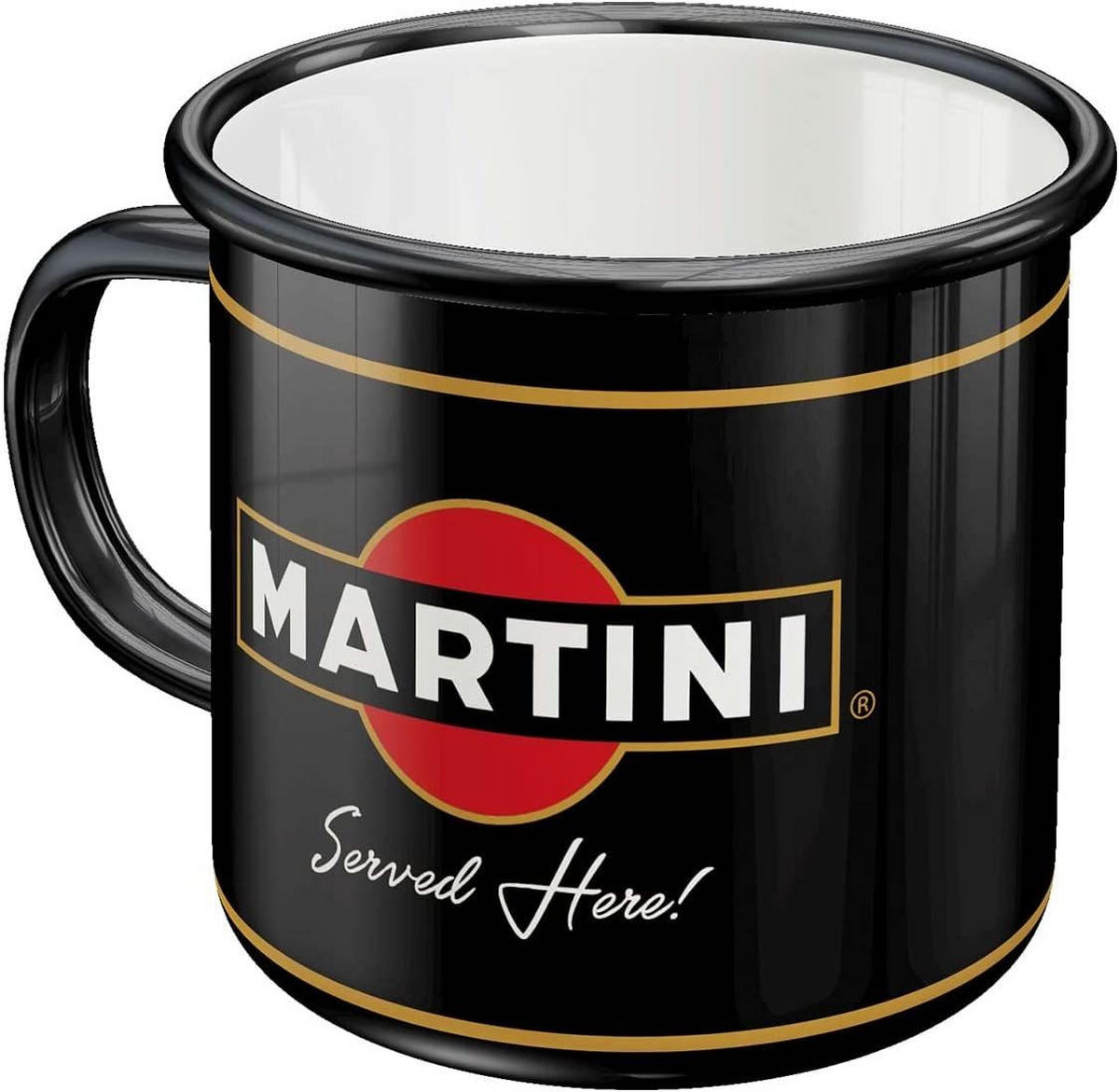 EMAILLE-BECHER 360 ml Martini Served Here - Rot/Schwarz, Metall (0.36L) - Nostalgic-Art