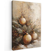 LEINWANDBILD Weihnachten - Kugeln - Beige - Gold 20x30 cm - Goldfarben, Textil (20/30cm) - MuchoWow