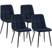STUHL 4 Samt Blau - Blau/Schwarz, Textil/Metall (45/84/55cm) - CLP