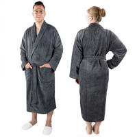 BADEMANTEL, XL, 100% Polyester-Velours / 100% Baumwolle, Grau - Graphitfarben, Textil (XLnull) - Zollner