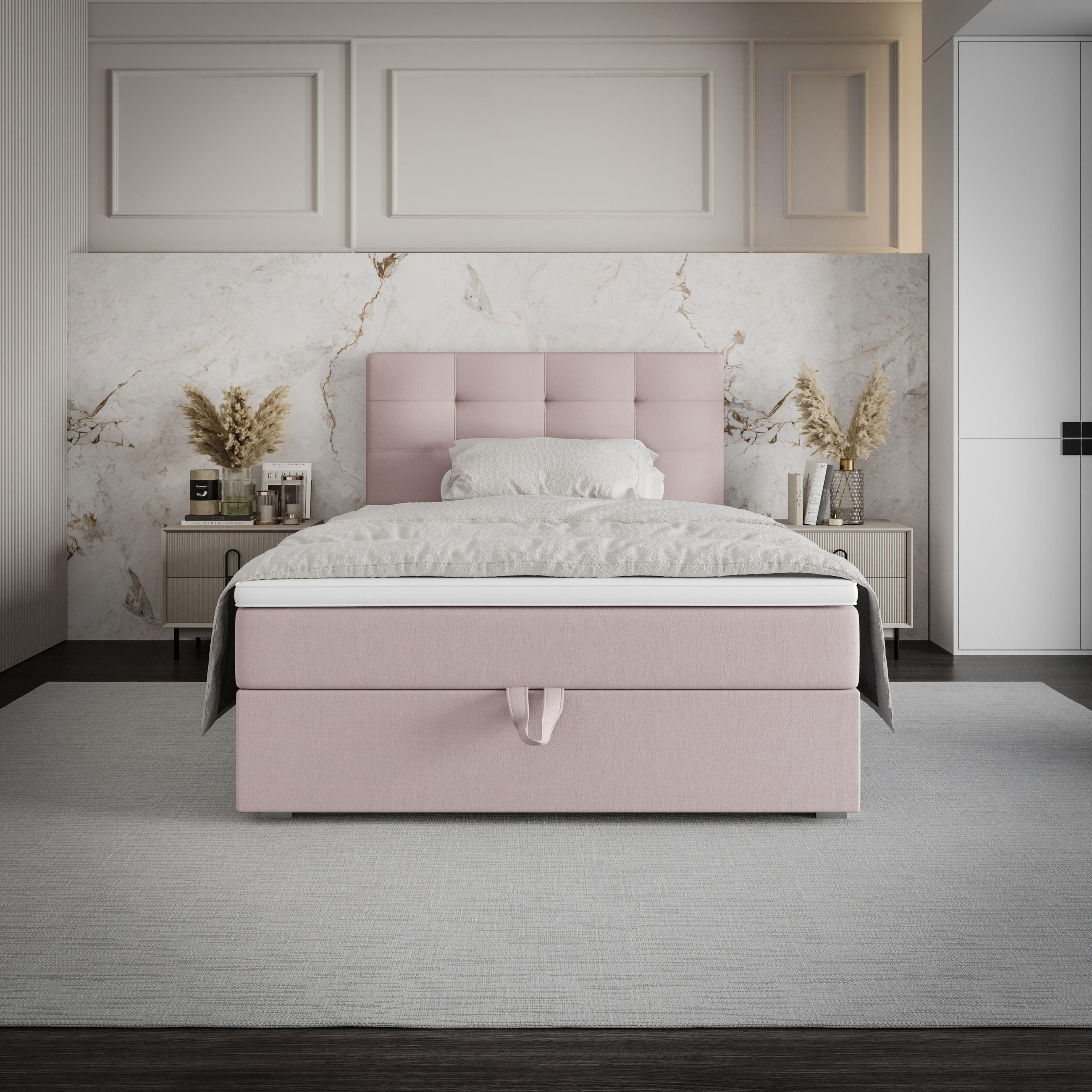 BOXBETT FADO 2 90x200, mit Matratze H3 und Topper, Cosmic 14 - Rosa, Holz/Kunststoff (90/200cm) - Bedante