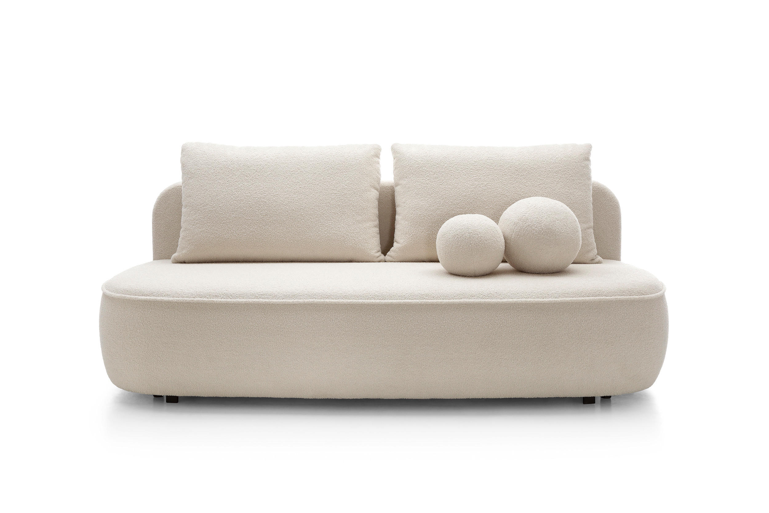 BETTSOFA KIRA Creme Chenille-Stoff mit Schlaffunktion - Creme, Textil (100/88/212cm) - MASSENO