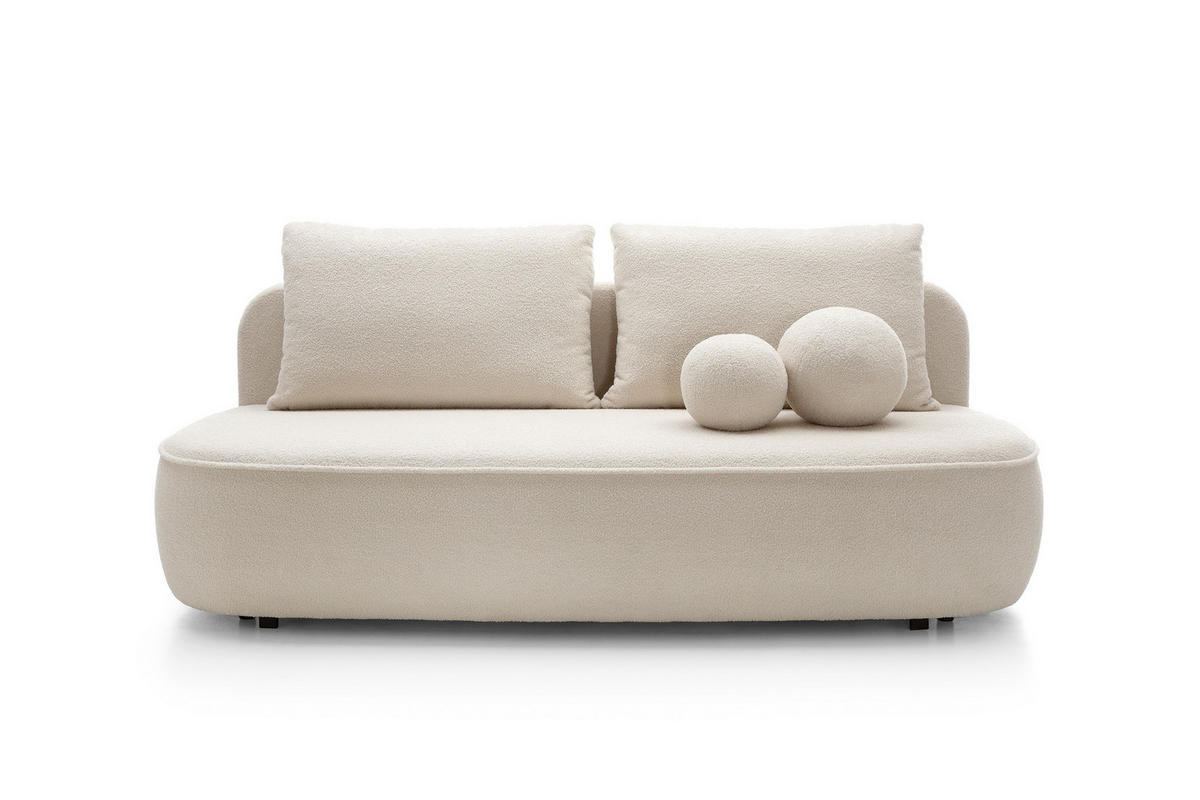 BETTSOFA KIRA Creme Chenille-Stoff mit Schlaffunktion - Creme, Textil (100/88/212cm) - MASSENO