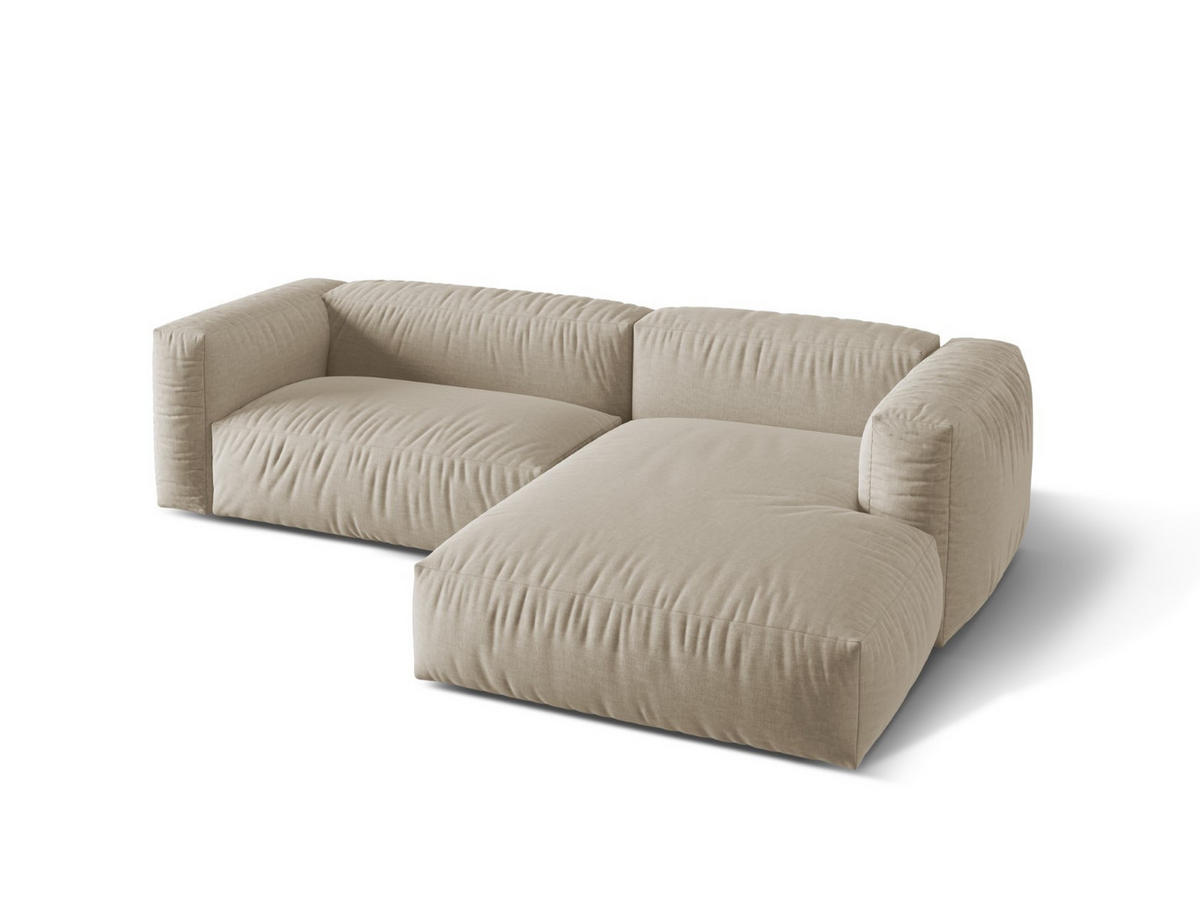 ECKSOFA modular rechts Martina aus strukturiertem Stoff leichtes beige 2 Sitzplätze - Creme, Textil (176/283cm) - Micadoni