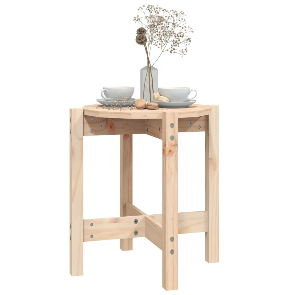 COUCHTISCH Ø 42,5x45 cm Massivholz Kiefer - Braun, Holz (42.5/42.5/45cm) - furnicato