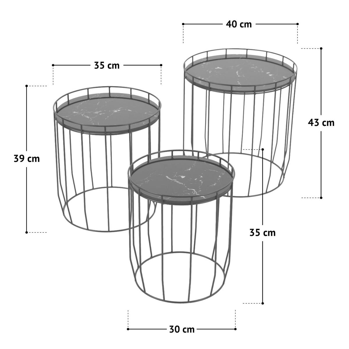 BEISTELLTISCH 3er Set PASI Weiß - Weiß, Kunststoff (40/40/43cm) - SVITA