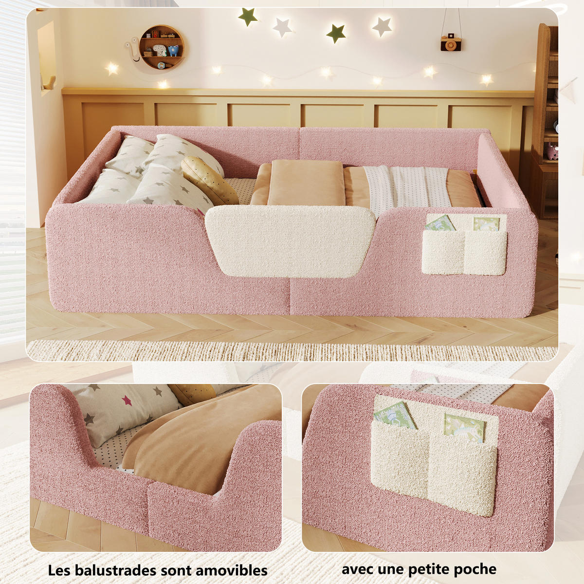 POLSTERBETT mit Stauraum und Samtbezug Rosa 140x190 cm Textil - Pink, Textil (140/190cm) - SONNENH