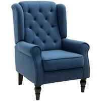 OHRENSESSEL DE-06469 dick gepolstert, abnehmbarer Bezug Blau - Blau, Holz/Textil (86/102/74cm) - ComfortXL