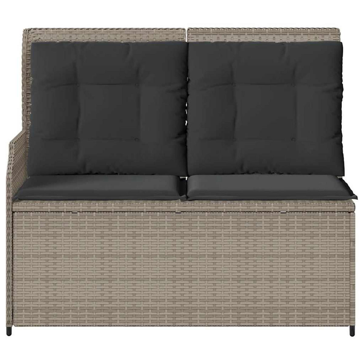 GARTENBANK Verstellbar mit Kissen Hellgrau Poly Rattan - Grau, Kunststoff (95/95/110cm)