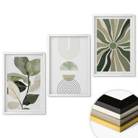 WANDBILDER 3er-Set - 40x60 cm Weißer Rahmen - Pflanzenmotive, Geometrie, Grün - Weiß, Kunststoff (40/60cm) - ArtPrintCave