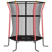 KINDER Trampolin Ø163,5 cm, Indoor Trampolin, Kindertrampolin bis 50 kg Rot - Rot, Kunststoff/Metall (163.5/163.5cm) - HOMCOM