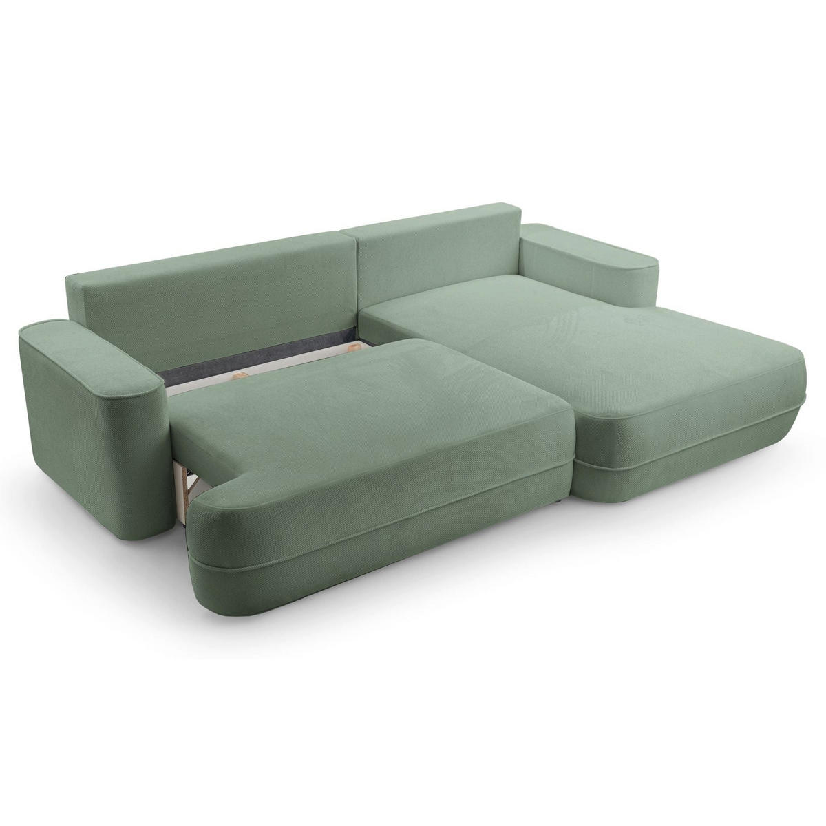 ECKSOFA Fuerro Salbeigrün Strukturstoff - Schwarz/Hellgrün, Kunststoff/Textil (168/260cm) - Selsey