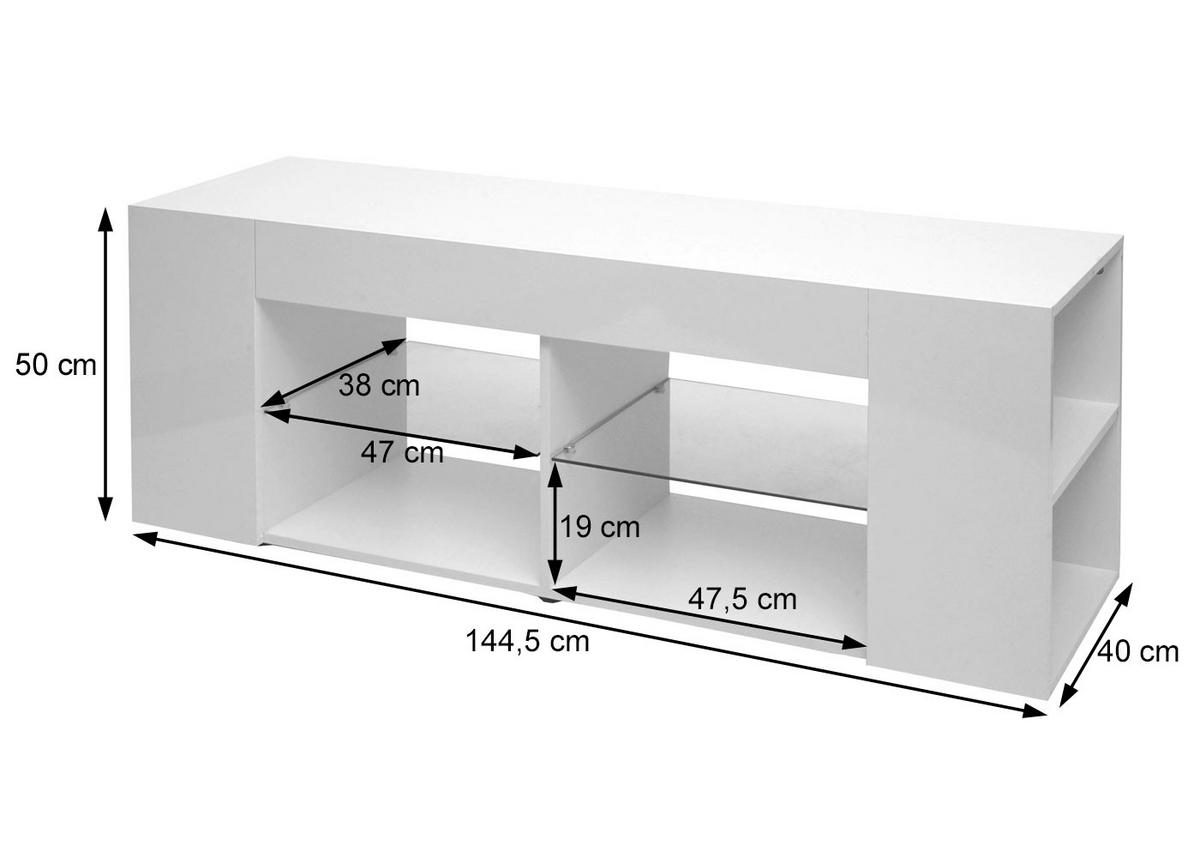 TV-RACK Weiß - Weiß, Holz (144/50/40cm) - MCW