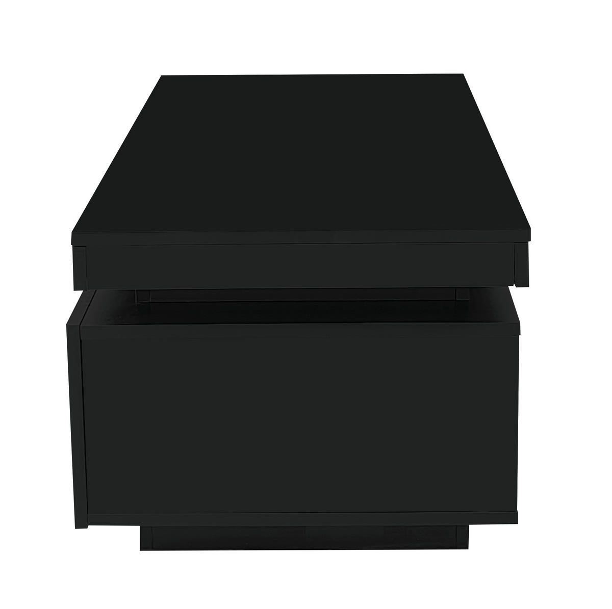COUCHTISCH aus Spanplatte 100x50x40,3 cm Schwarz mit Hochglanzoberfläche, LED-Beleuchtung und Schublade - Schwarz, Holzwerkstoff (100/50/40.3cm) - IVMEU