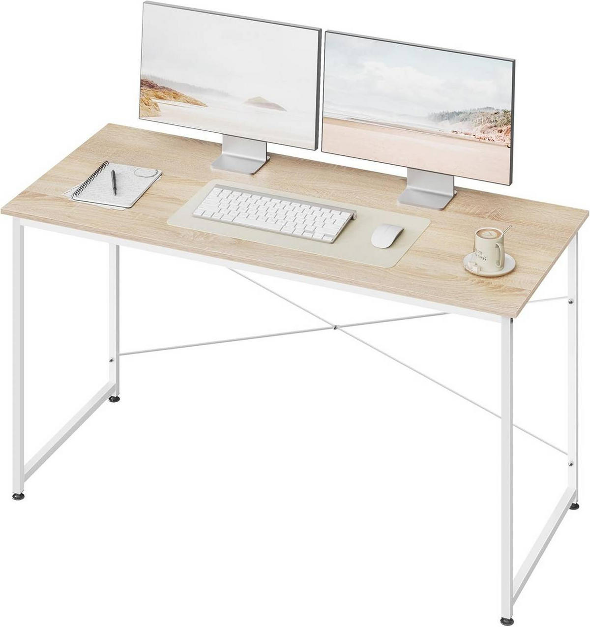 SCHREIBTISCH mit Metallgestell, 140x60x75 cm, Helle Eiche - Eichefarben/Schwarz, Holzwerkstoff/Metall (60/140/75cm) - Woltu