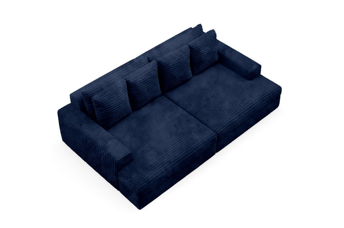 SCHLAFSOFA Premium Extra Komfort Dunkelblau - Schwarz/Dunkelblau, Holz/Holzwerkstoff (272/42/167cm) - Furnisell