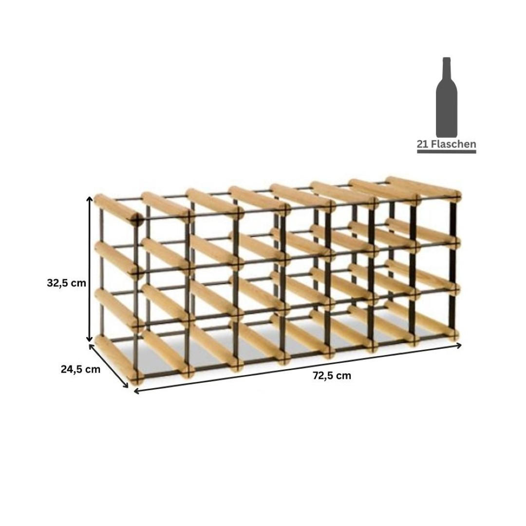 WEINREGAL Vinotega Mod Metal 32,5x72,5x24,5 cm 7x3 Flaschen Massives Kiefernholz Natur - Naturfarben, Holz (72.5/32.5/24.5cm) - PROREGAL