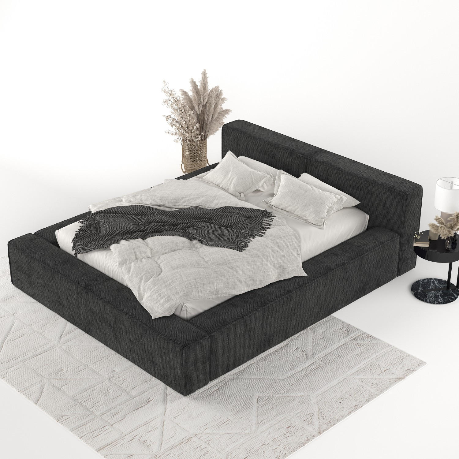 AltaBeds Polsterbett Schwarz 180x200 cm